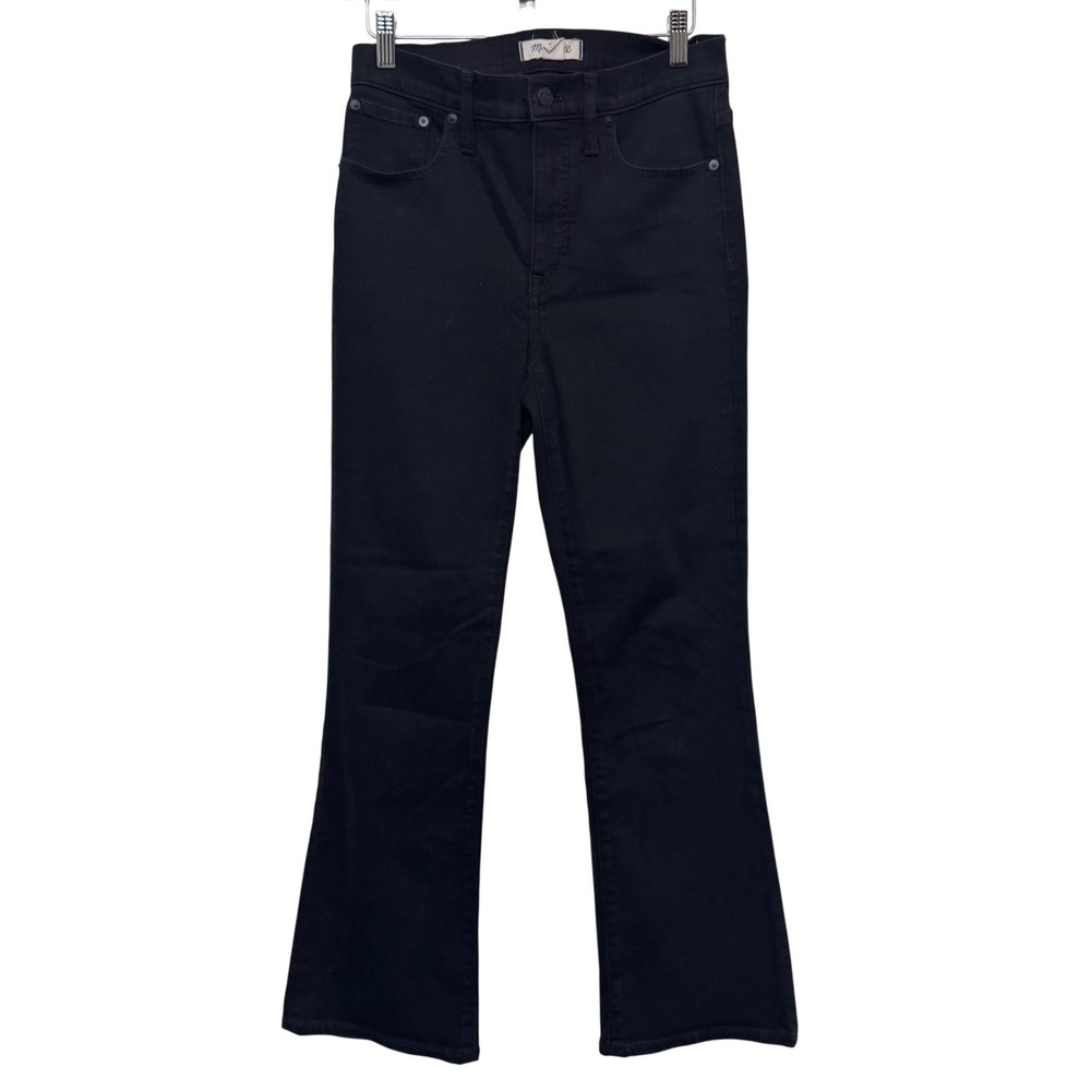 Madewell Womens Cali Demi-Boot Jeans 28T Black High Rise Flare Stretch Denim
